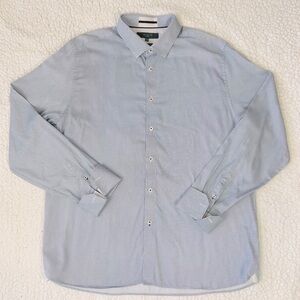 Ted Baker London Men's Neck 17.5" Modern Fit Blue Flip Cuff Button Down Shirt